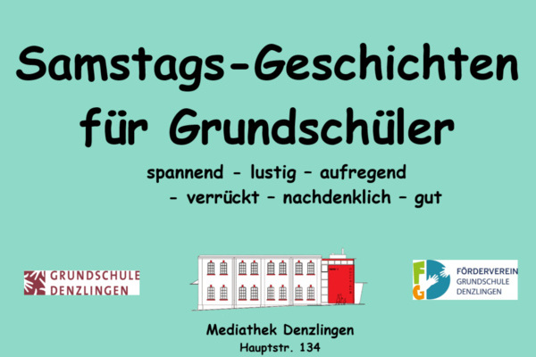 Samstagsgeschichten für Grundschüler - schwarze Schrift auf türkisem Grund Samstagsgeschichten für Grundschüler - schwarze Schrift auf türkisem Grund